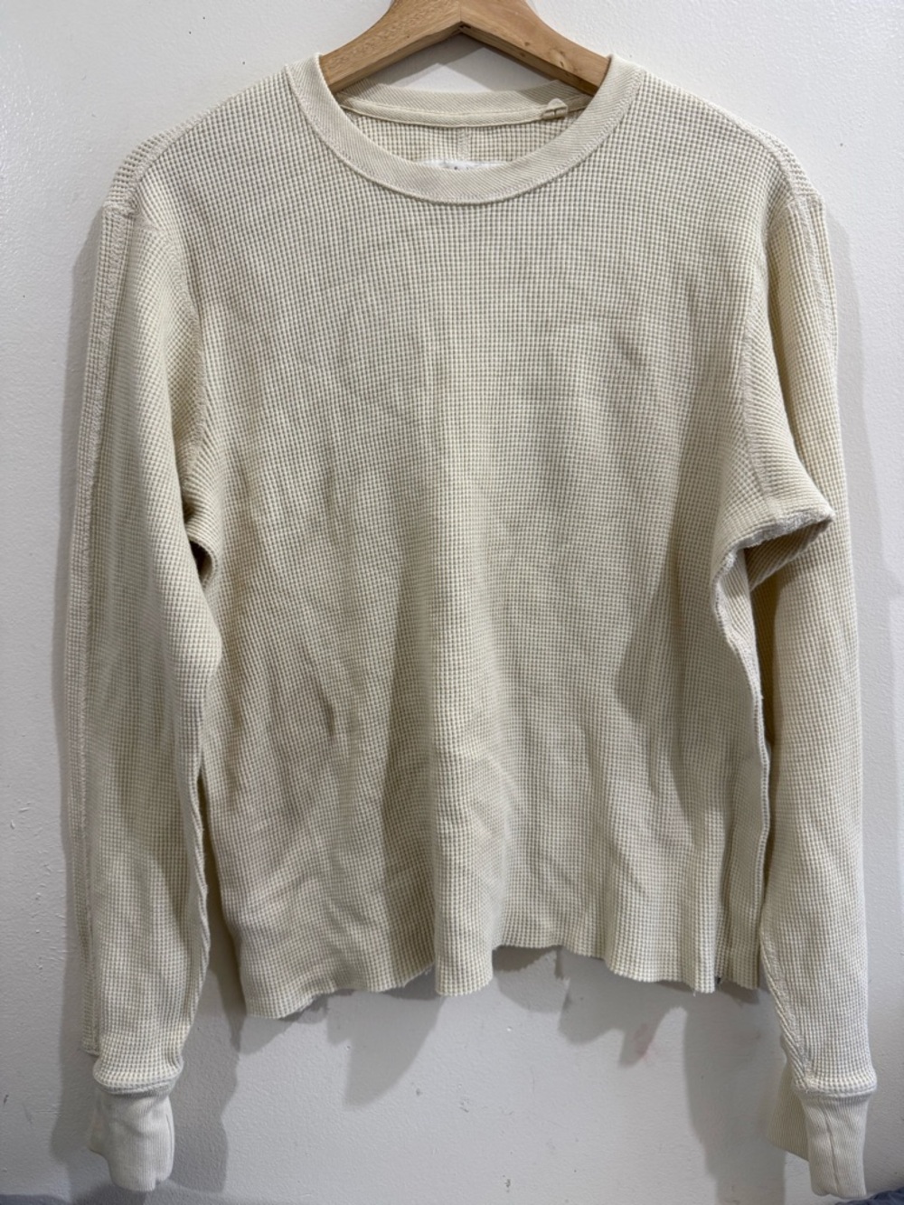 rag & bone Men's Long Sleeve Waffle Thermal Shirt - Cream
